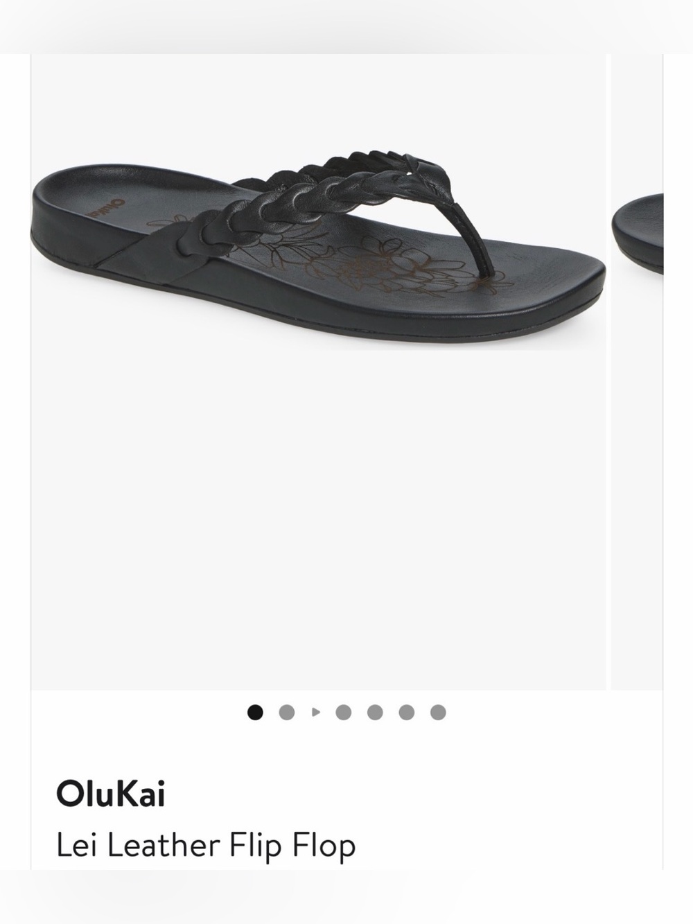 OluKai Lei Braided Leather Thong Sandals / Flip Flops - Black Size 8 - Picture 7 of 14